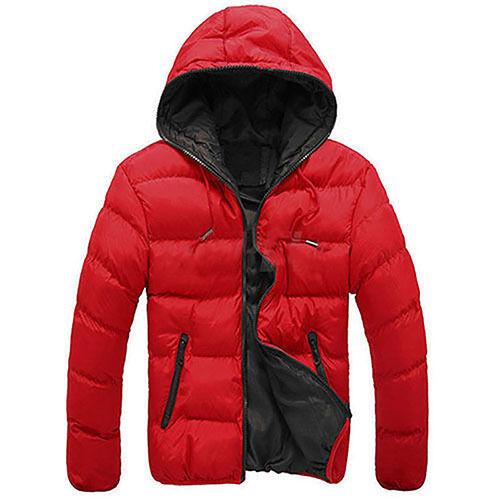 hooded puff jacket red