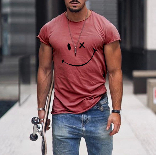 Pink Men's Smiley Print T-Shirt for men