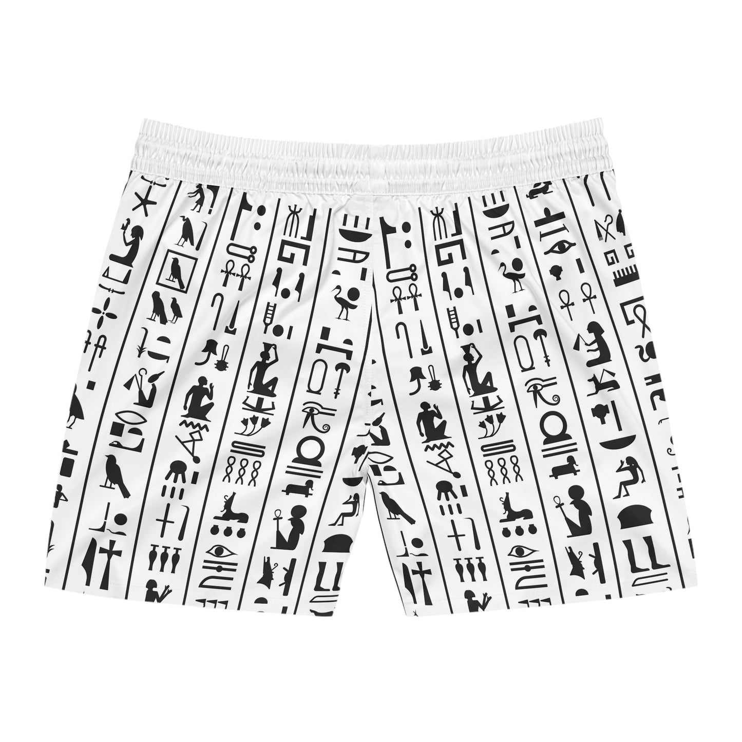 Men's Mid-Length Swim white hieroghlyph