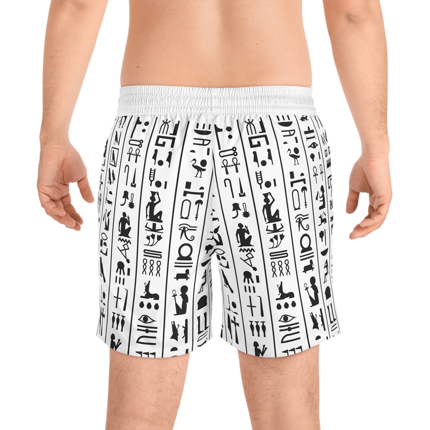 Men's Mid-Length Swim white hieroghlyph