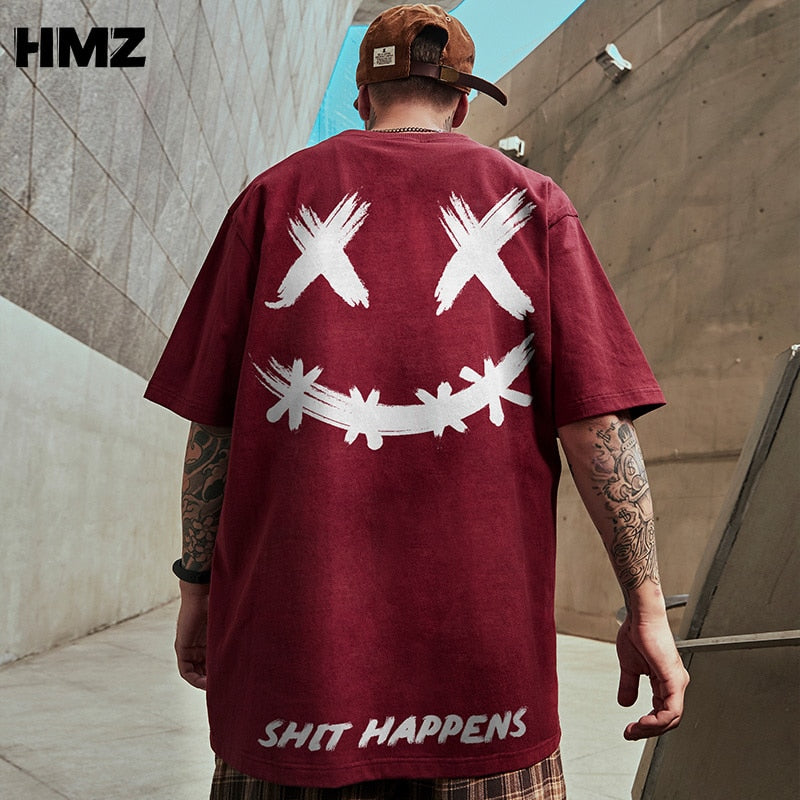 T Shirt Men Oversize  Smile Print