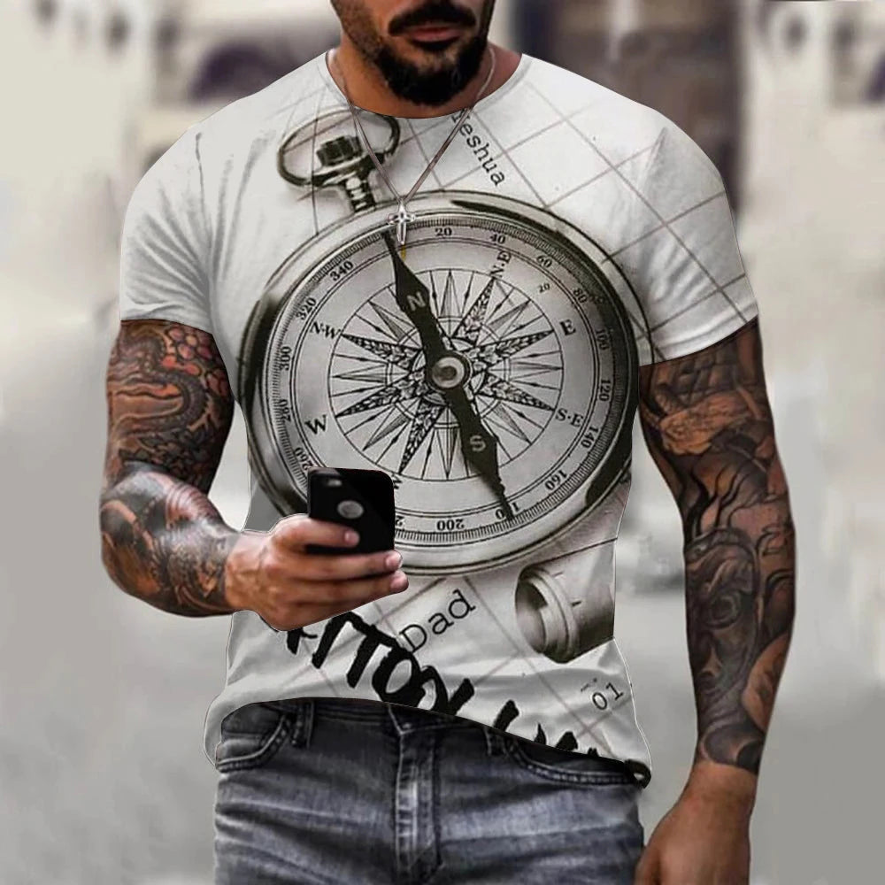 Vintage Men's T-shirt Anchors Print