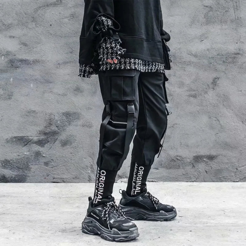Pants Cargo Pants for Men Ribbon Pockets Joggers