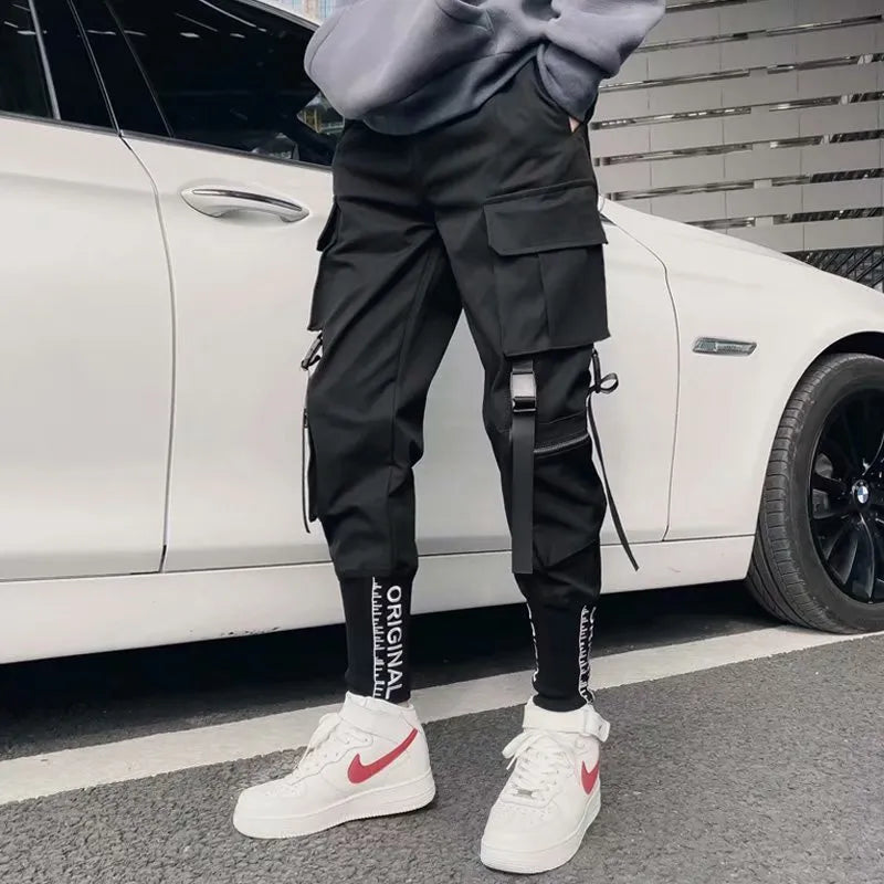 Pants Cargo Pants for Men Ribbon Pockets Joggers