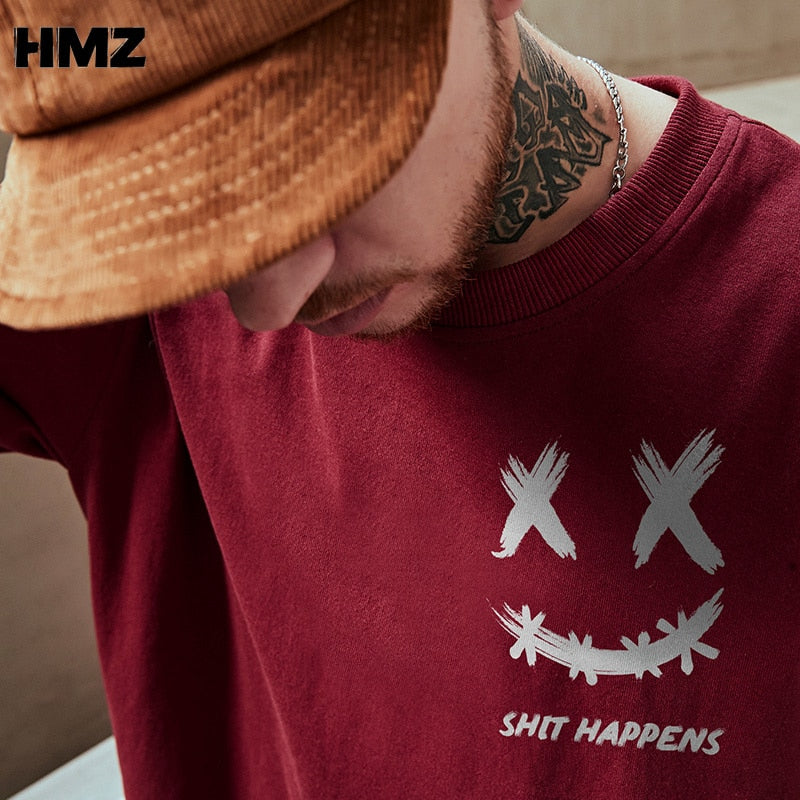 T Shirt Men Oversize  Smile Print