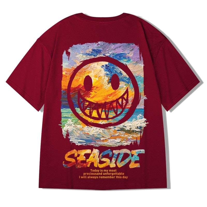 T Shirt Men Oversize  Smile Print