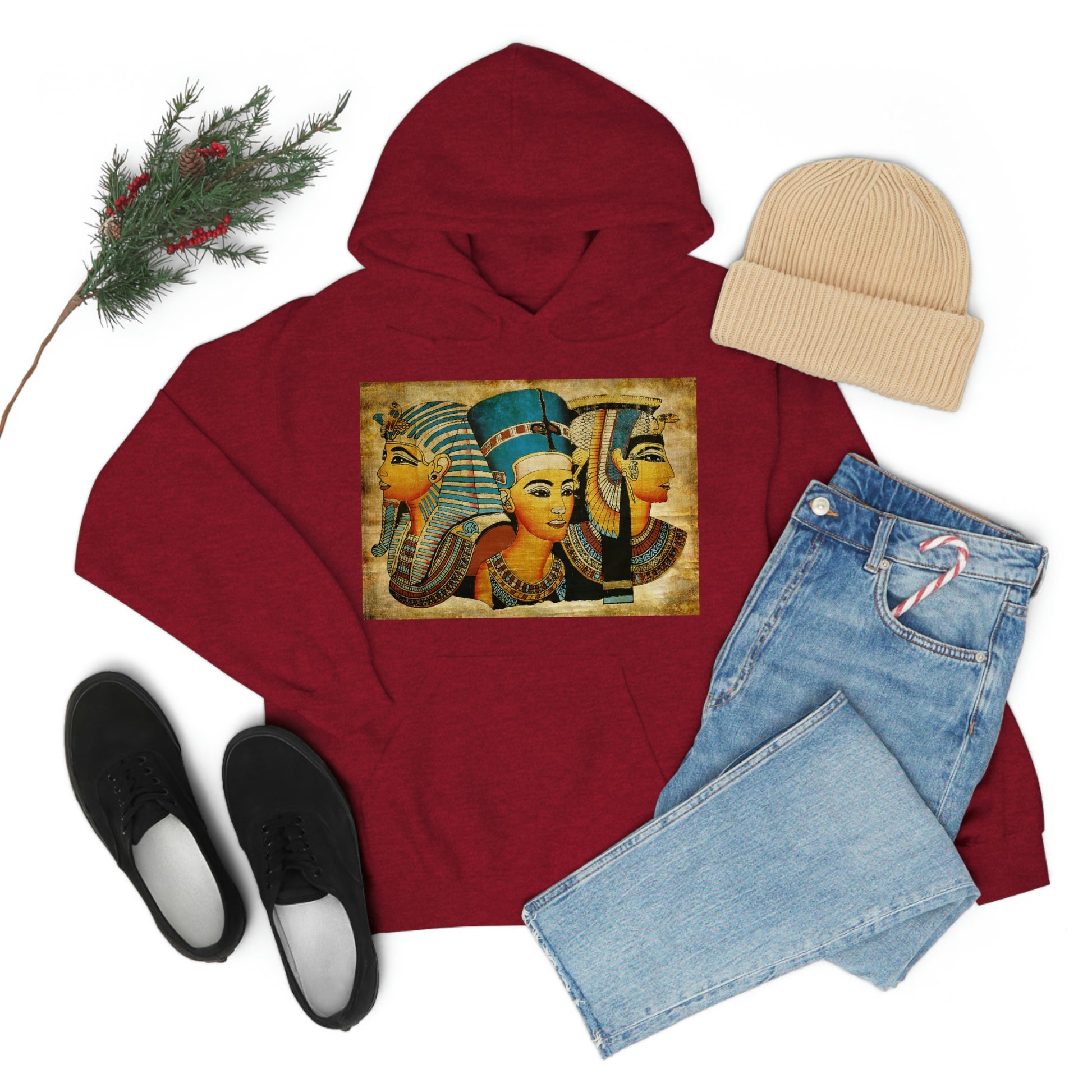Trendy red Ancient Egypt hoodie for men and women