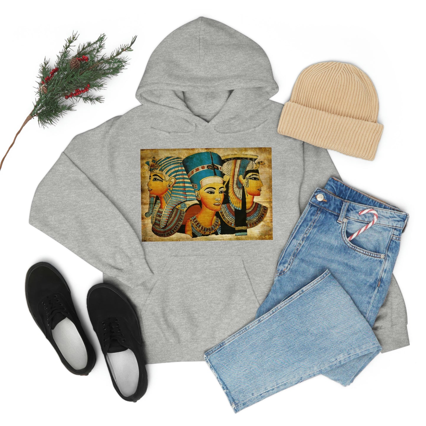 Trendy grey Ancient Egypt hoodie for men and women