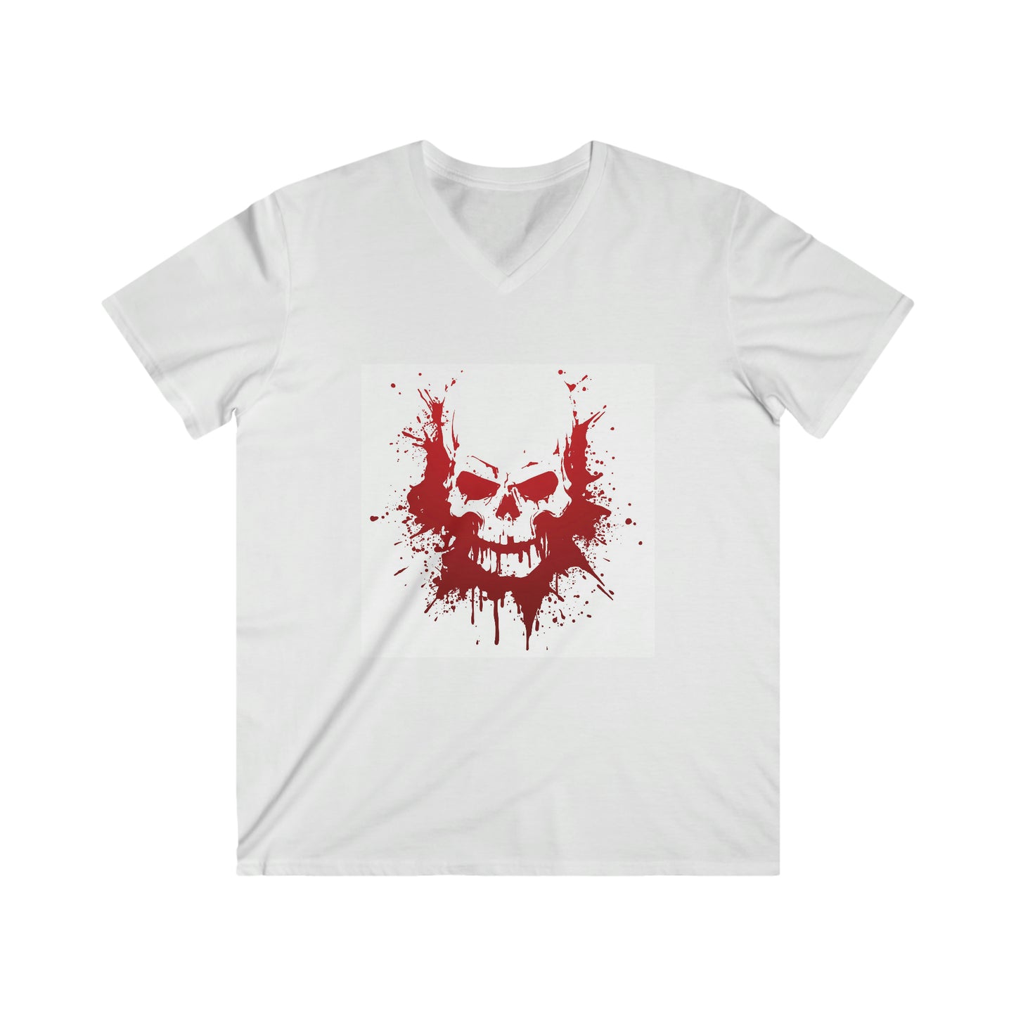 Men's Fitted V-Neck Short Sleeve Tee - Skull