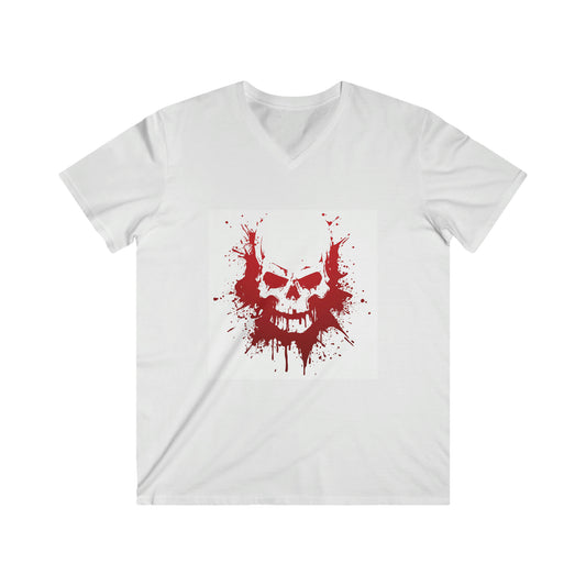 Men's Fitted V-Neck Short Sleeve Tee - Skull