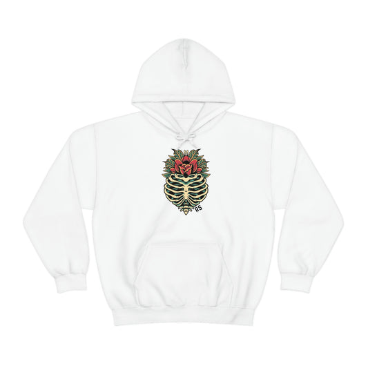 White skull and roses cotton hoodie for men and women