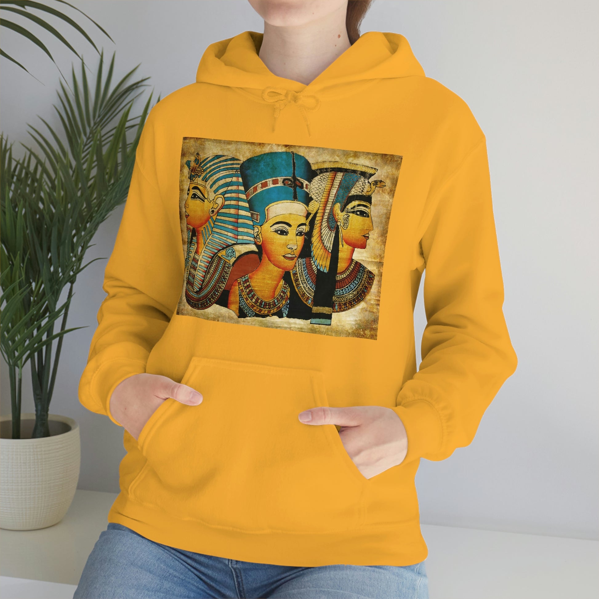 Trendy yellow Ancient Egypt hoodie for men and women