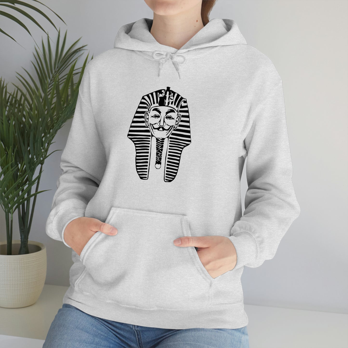 Grey Anonymous Pharaoh polyester hoodie for men and women 