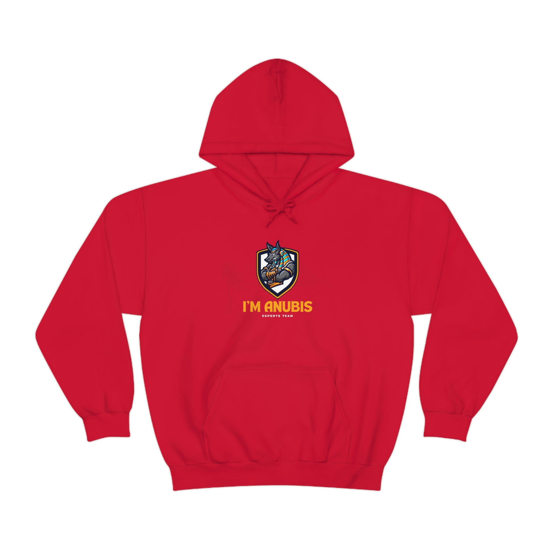 Trendy Anubis red cotton hoodie for men and women