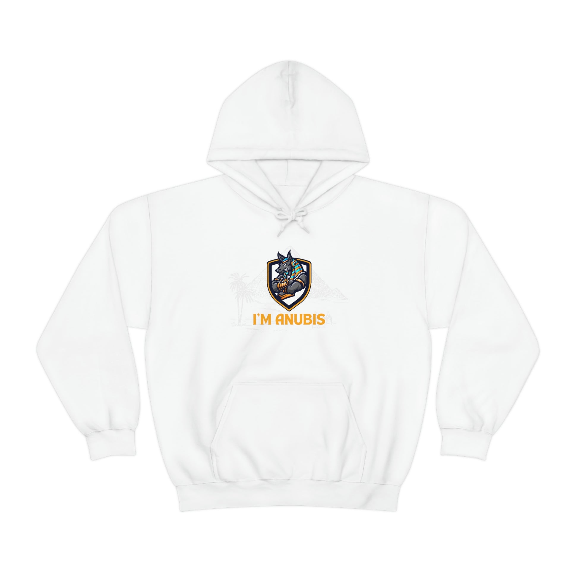 Trendy Anubis white cotton hoodie for men and women