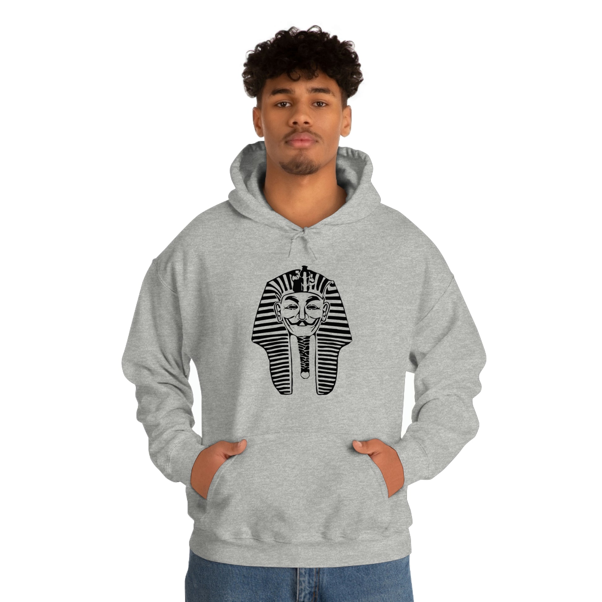 Grey Anonymous Pharaoh polyester hoodie for men and women 