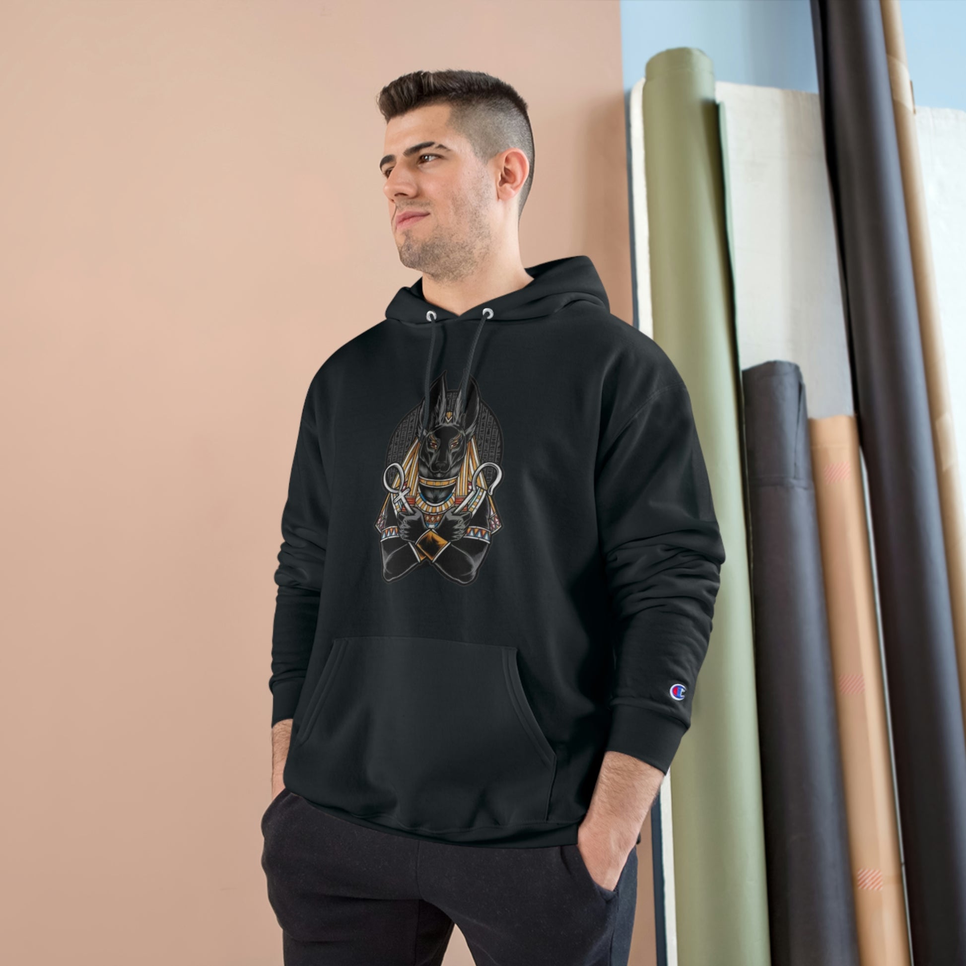 Black anubis Champion Hoodie men and women