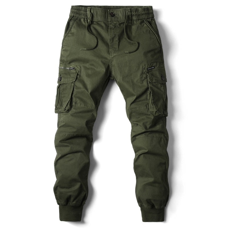khaki green Casual cargo Pants for men with pocket