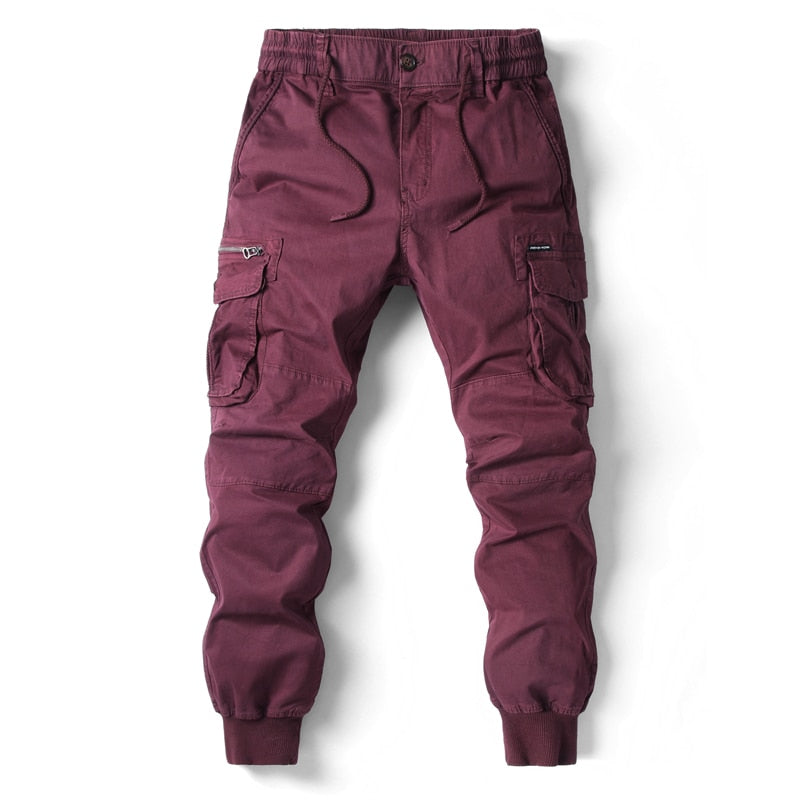red Casual cargo Pants for men with pocket