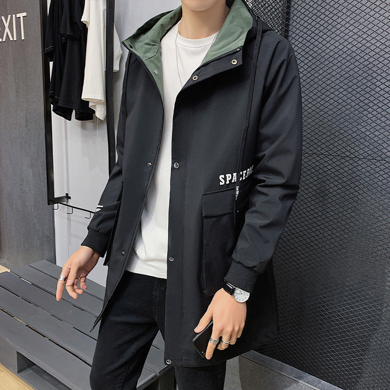 Long windbreaker casual jacket for men