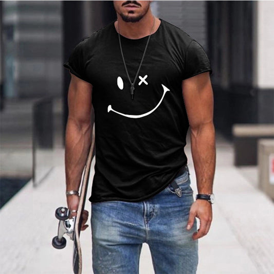 Black Men's Smiley Print T-Shirt for men