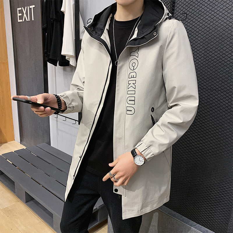 Long windbreaker casual jacket for men