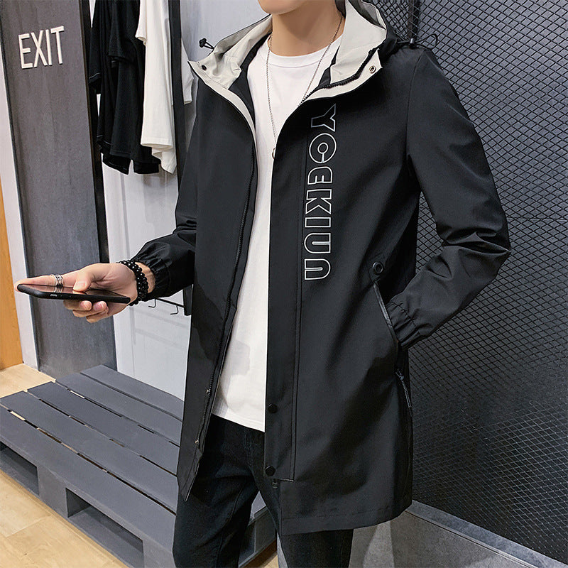 Long windbreaker casual jacket for men