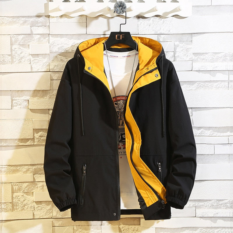 Yellow and black Men's Windbreaker jacket