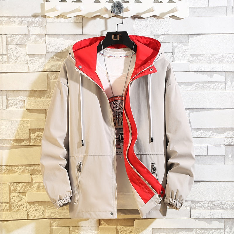 red and beige Men's Windbreaker jacket