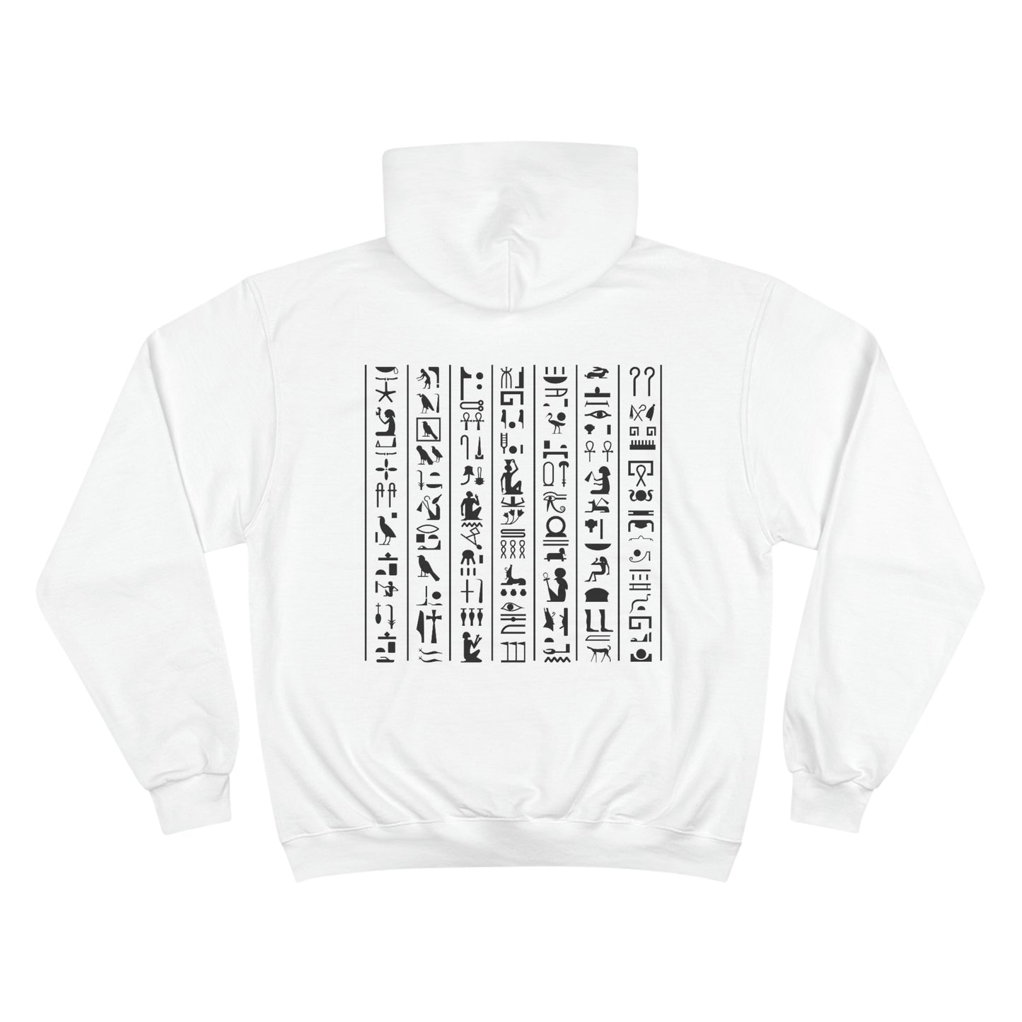 White hieroglyphs Champion Hoodie men and women