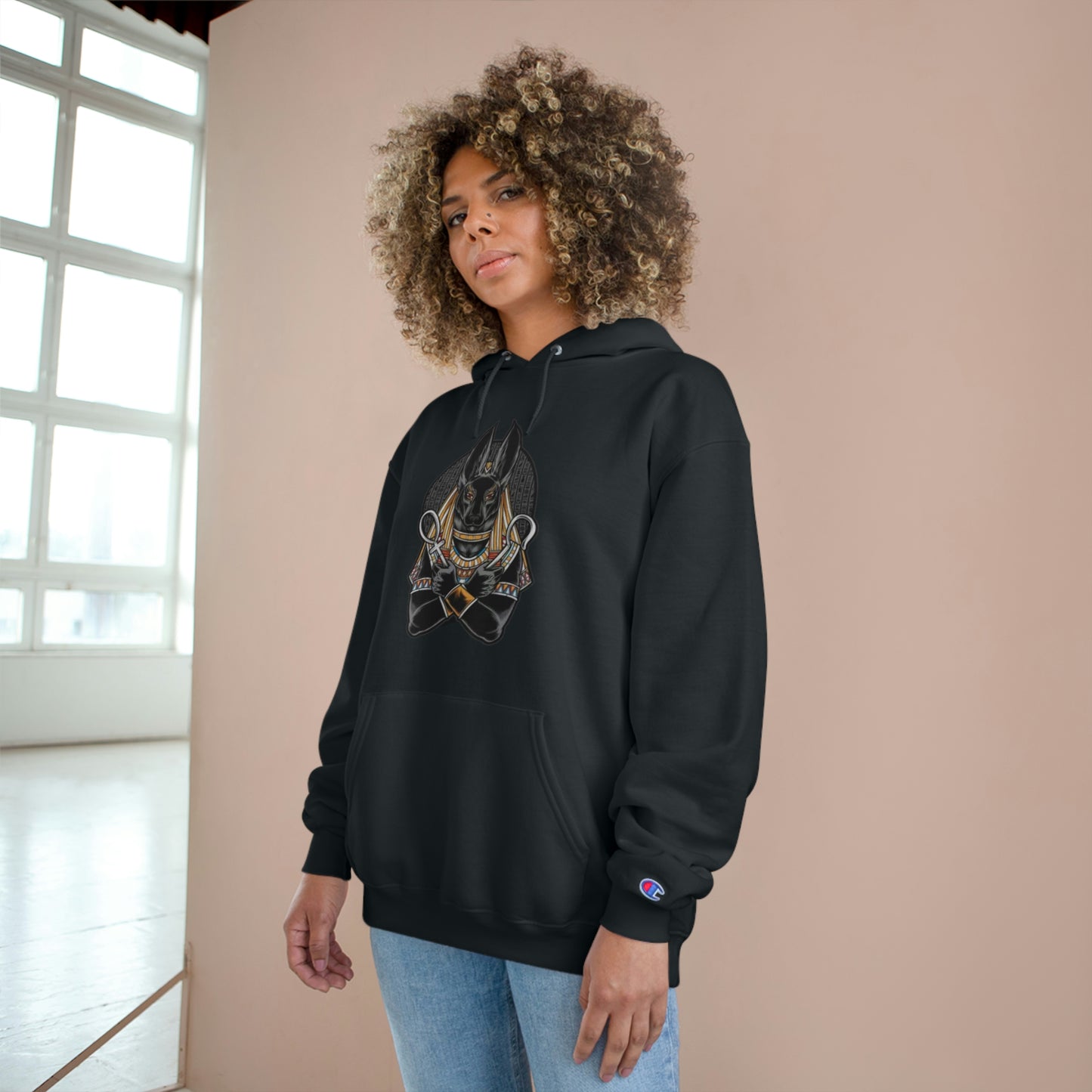 Black anubis Champion Hoodie men and women