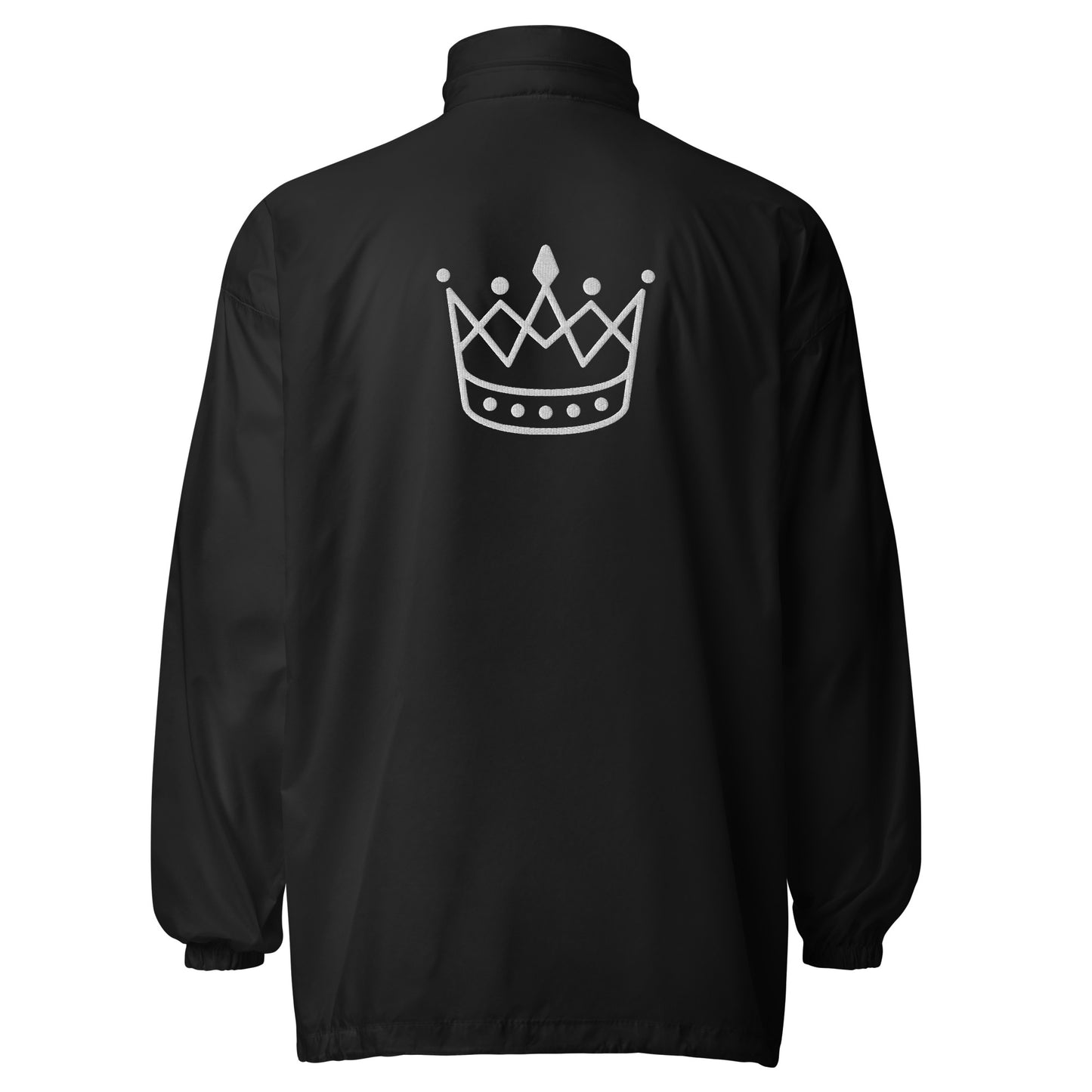 black long Windbreaker jacket for men and women with Crown design