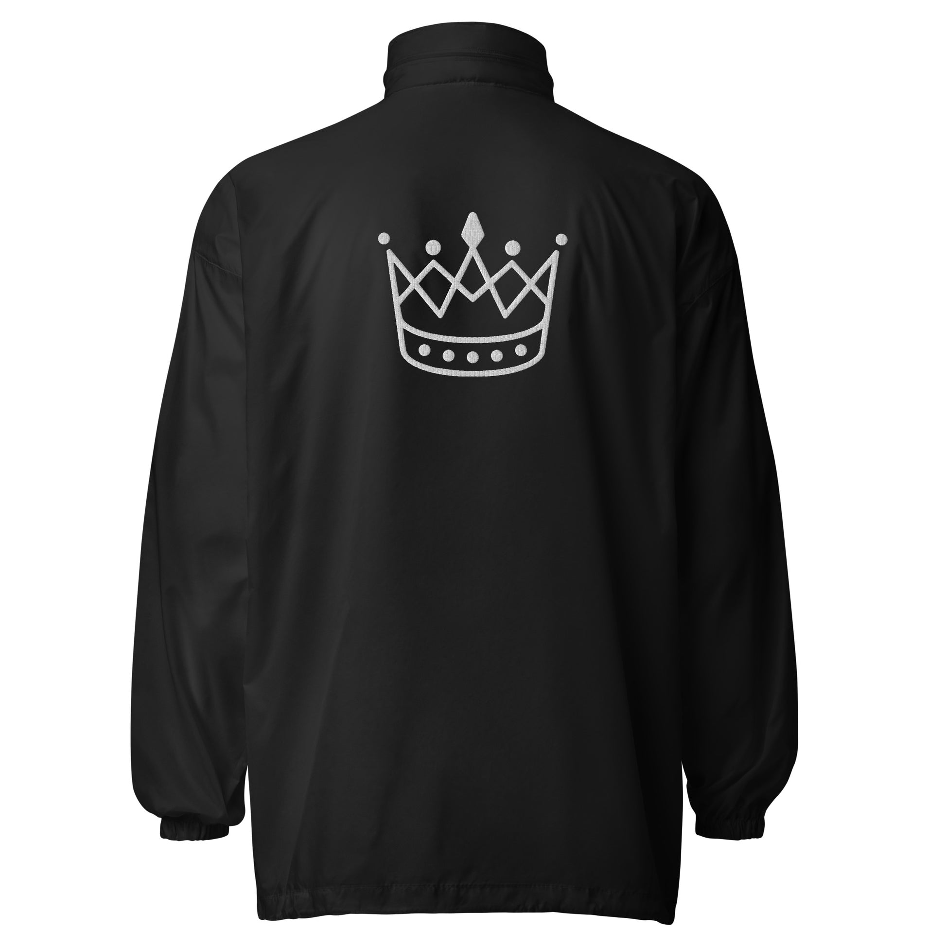 black long Windbreaker jacket for men and women with Crown design