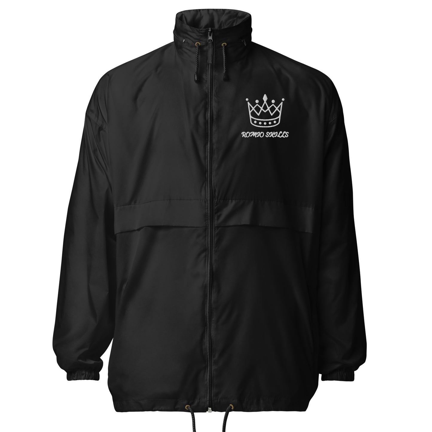 black long Windbreaker jacket for men and women with Crown design