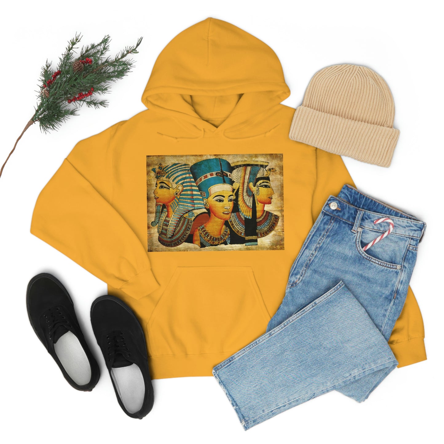 Trendy yellow Ancient Egypt hoodie for men and women