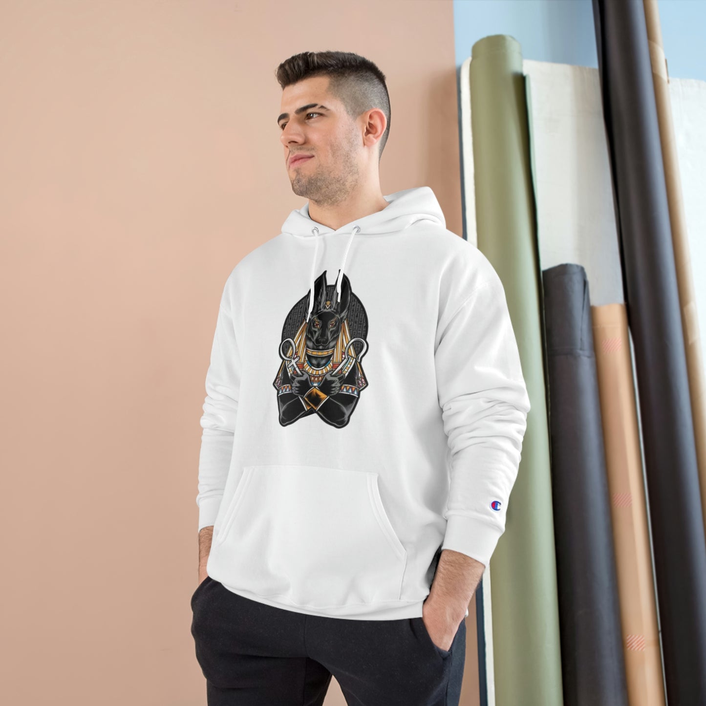 White anubis Champion Hoodie men and women