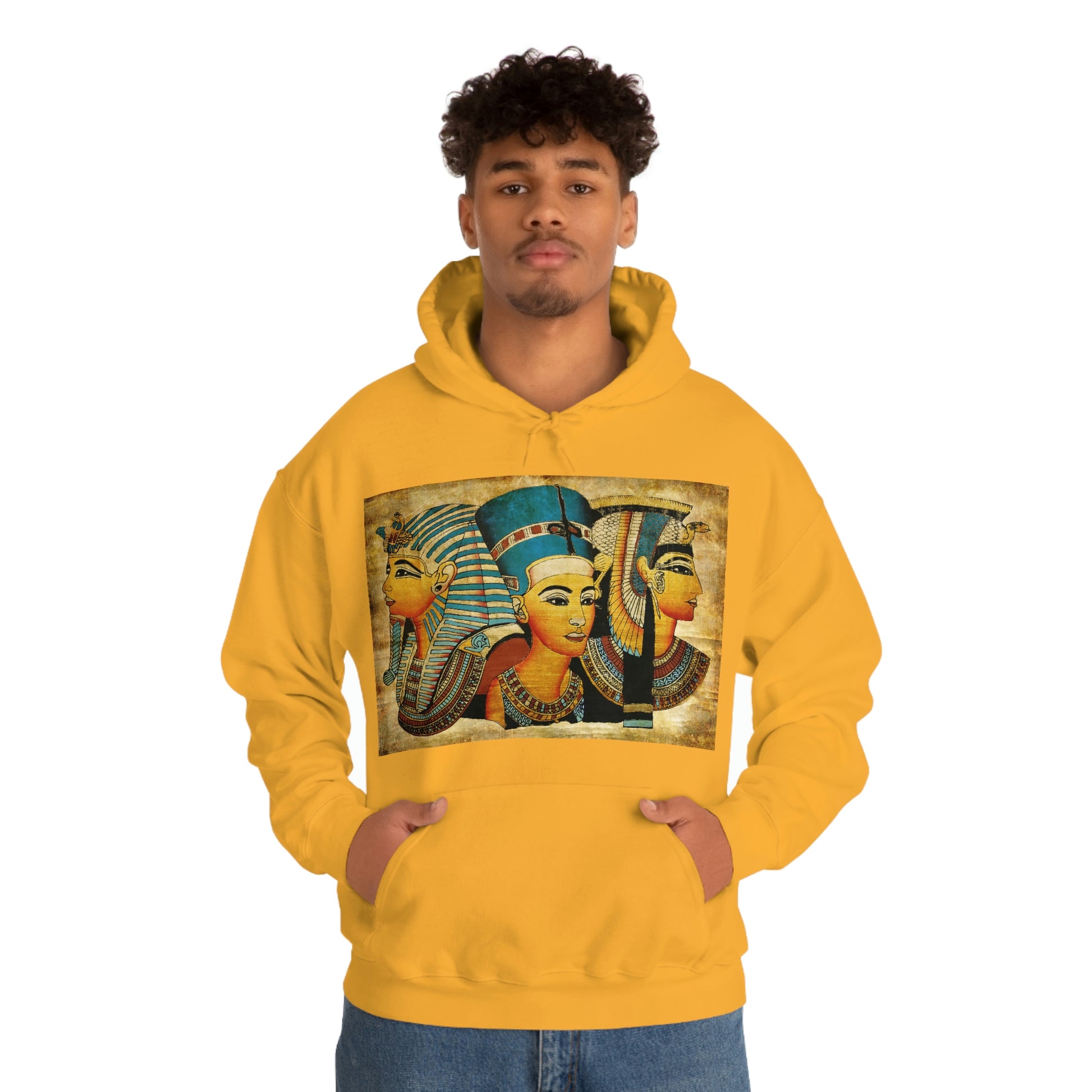 Trendy yellow Ancient Egypt hoodie for men and women